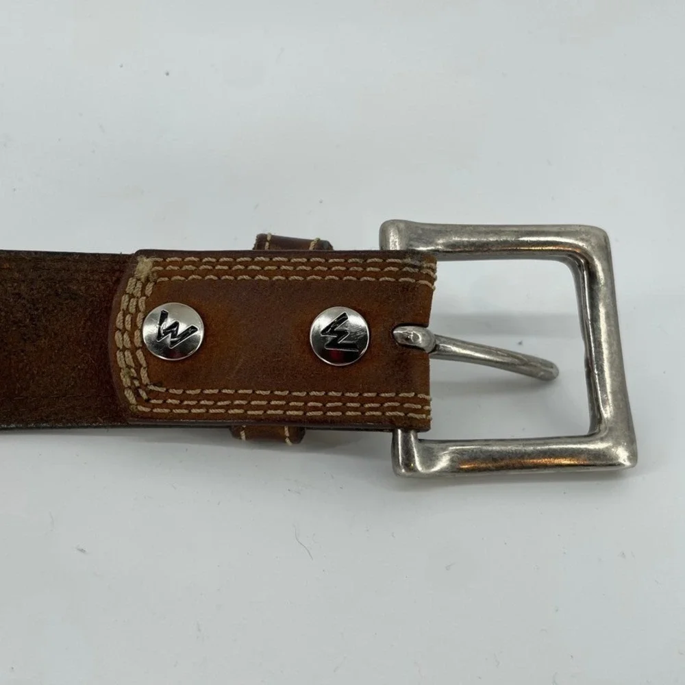 Wrangler Brown Leather Belt Men 44‎ Western 1.5
